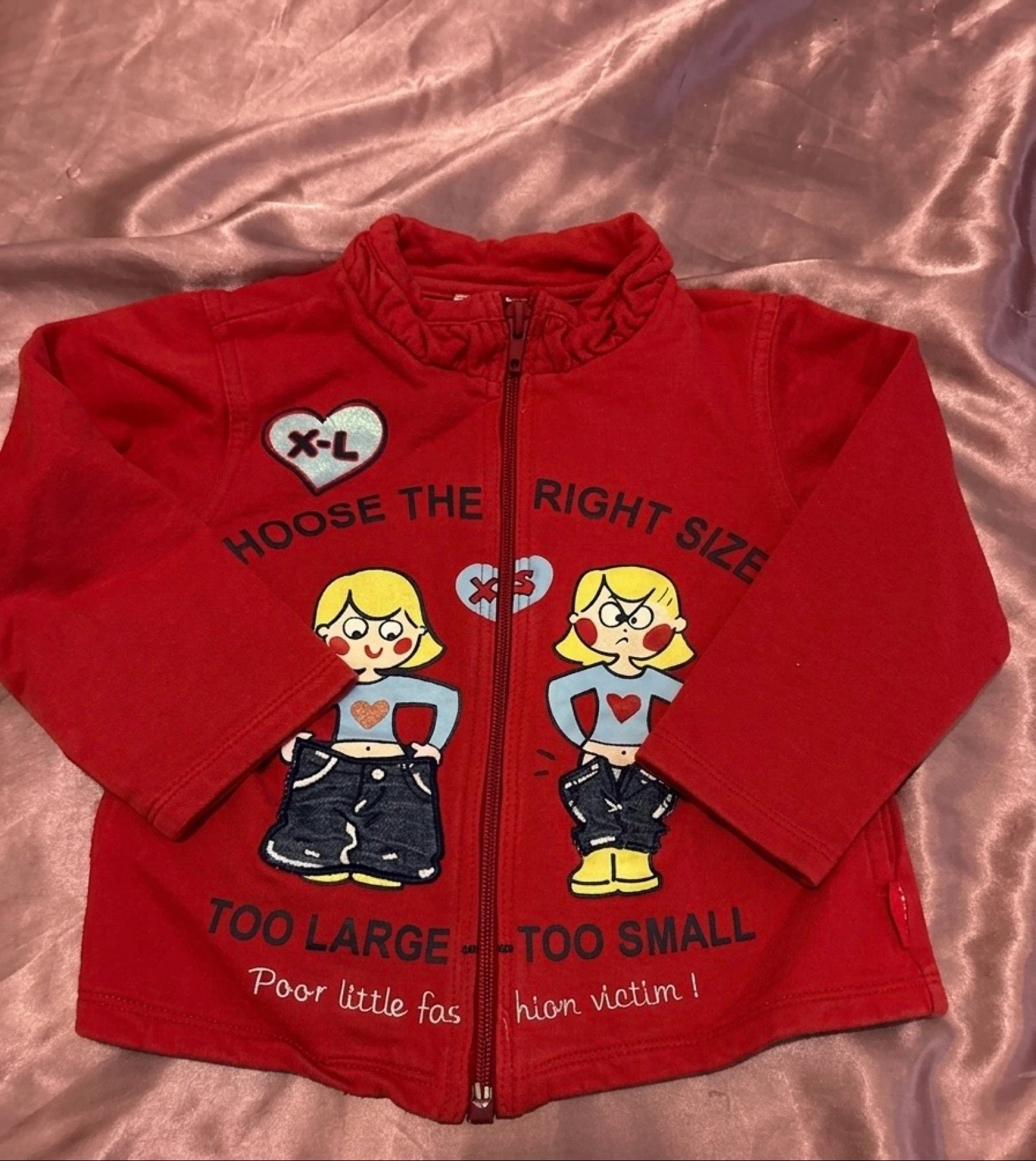 Casaco Infantil Vermelho com Zíper e Estampa Divertida